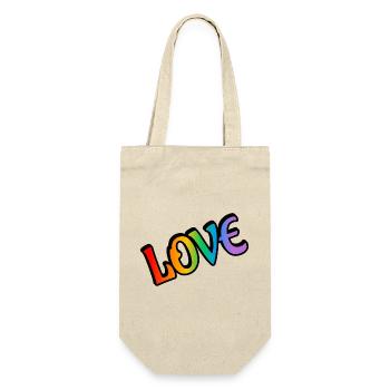 Retro Rainbow Love - Gift Bag for Bottles - nature - Front