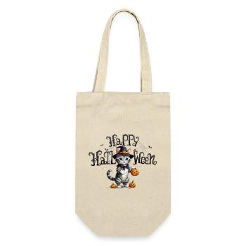 Niedliche hexenhafte Katze Halloween Cute Witchy - Geschenkbeutel für Flaschen - Natur - Vorne