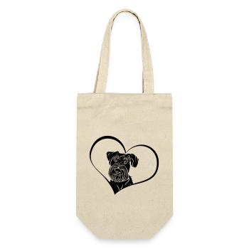 Mittelschnauzer im Herz - Geschenkbeutel für Flaschen - Natur - Vorne