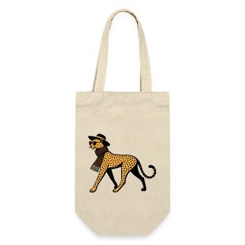 Leoparden-Chic - Geschenkbeutel für Flaschen - Natur - Vorne