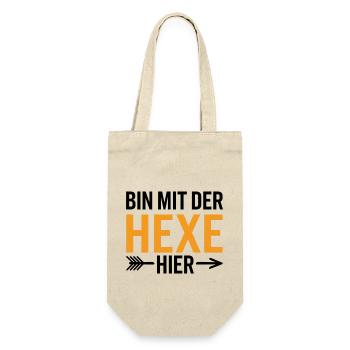 Bin mit der Hexe Funny Halloween - Geschenkbeutel für Flaschen - Natur - Vorne