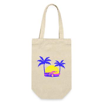 Miami USA Cool Oldtimer Auto Sonne Amerika Florida - Geschenkbeutel für Flaschen - Natur - Vorne