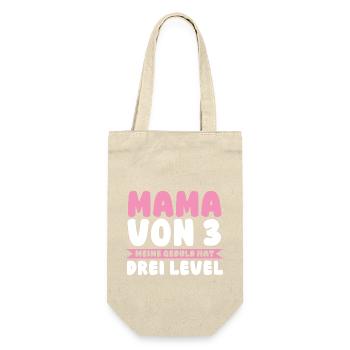 Mama Von 3 Kindern - Geschenkbeutel für Flaschen - Natur - Vorne