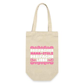 Mama Von 3 Kindern - Geschenkbeutel für Flaschen - Natur - Vorne