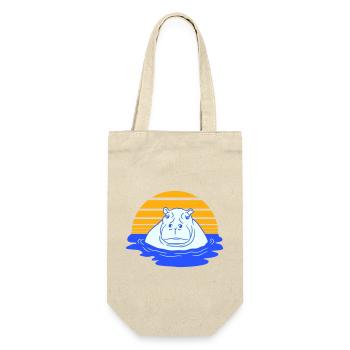 Hippopotamus Swimming Water Sun Cute Comic Cartoon - Gift Bag for Bottles - nature - Front