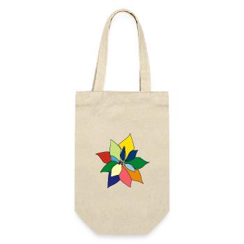 Bunter Blumenstrauß - Geschenkbeutel für Flaschen - Natur - Vorne