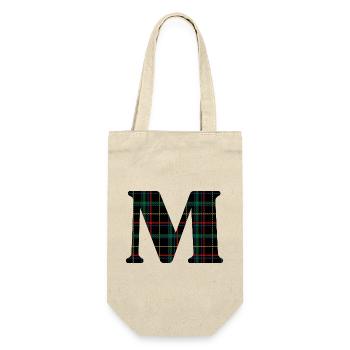 Monogramm m Schottischer Tartan - Geschenkbeutel für Flaschen - Natur - Vorne