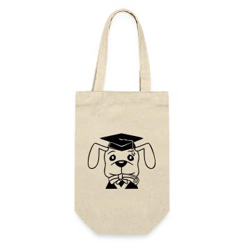 Dog School Graduation Certificate Gymnasium College Abi - Gift Bag for Bottles - nature - Front