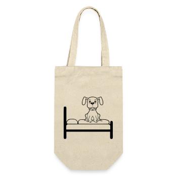 Hund Auf Bett Entspannt Schlafen Schlafzimmer Süß - Geschenkbeutel für Flaschen - Natur - Vorne