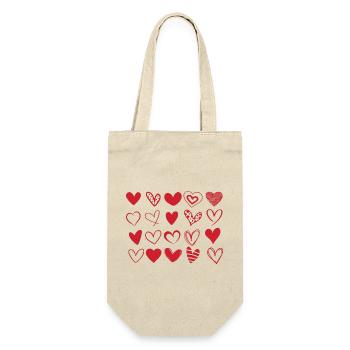 Rotes Herz - Geschenk zum Valentinstag - Geschenkbeutel für Flaschen - Natur - Vorne