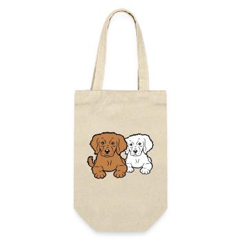 2 Hunde Team Zwei Freunde Crew Glücklich Brüder - Geschenkbeutel für Flaschen - Natur - Vorne