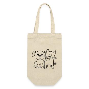 Chien Chat Deux Amis Équipe Chaton 2 Duo Équipage - Sac à bouteille - nature - Devant