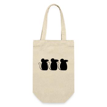 3 Mäuse Team Drei Freunde Party Crew Silhouette - Geschenkbeutel für Flaschen - Natur - Vorne