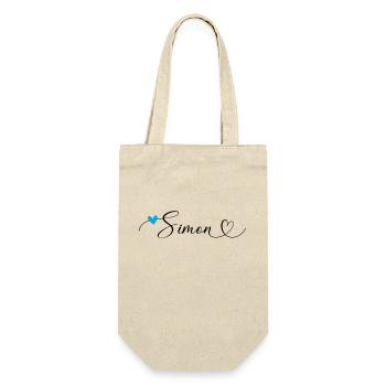 Simon Name Vorname Kalligrafieherz - Geschenkbeutel für Flaschen - Natur - Vorne