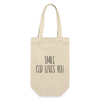smile god loves you - Geschenkbeutel für Flaschen - Natur - Vorne