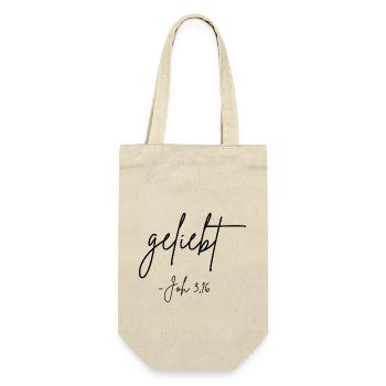 geliebt - Geschenkbeutel für Flaschen - Natur - Vorne