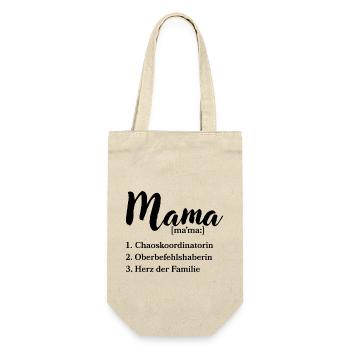 Mama Chaoskoordinatorin Oberbefehlshaberin Herz - Geschenkbeutel für Flaschen - Natur - Vorne