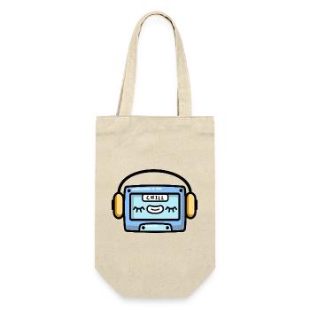 Chillendes Musik Tape mit Kopfhörer - Geschenkbeutel für Flaschen - Natur - Vorne
