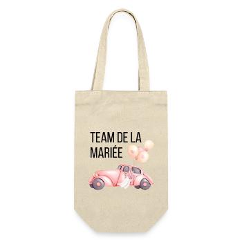 Brautteam - Hochzeitsauto - Geschenkbeutel für Flaschen - Natur - Vorne