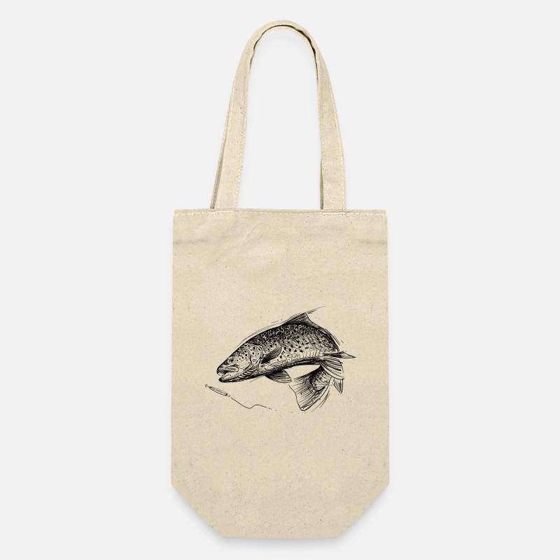 Fisch des Lebens! - Angeltshirt Meerforelle - Geschenkbeutel für Flaschen - Natur