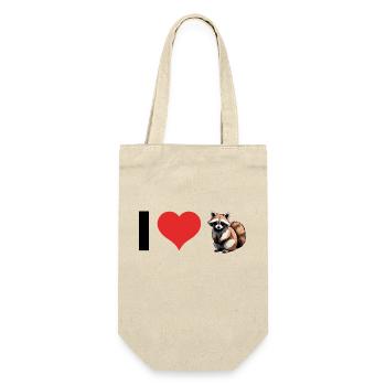 I love Raccoons - Cute Pet Sticker - Geschenkbeutel für Flaschen - Natur - Vorne