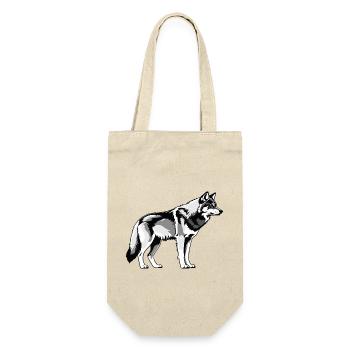 Wolf - Cute Dog Design - Geschenkbeutel für Flaschen - Natur - Vorne