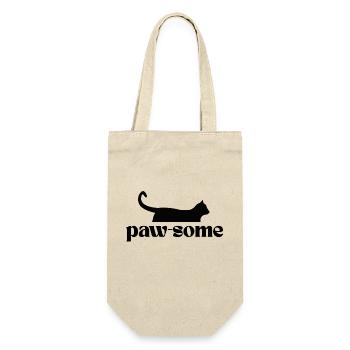 Paw-Some! T Shirt für alle Katzen-Fans - Geschenkbeutel für Flaschen - Natur - Vorne