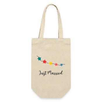 GERADE VERHEIRATET. Junggesellinnenabschied. VALENTINSTAG. PAAR - Geschenkbeutel für Flaschen - Natur - Vorne