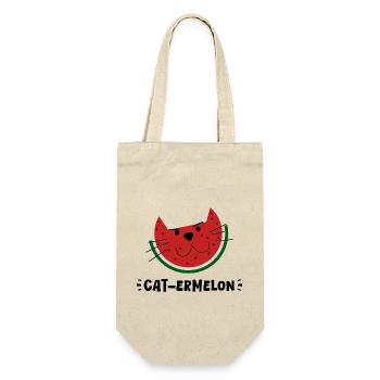 Catermelon – Katze & Melone Fusion, Verspieltes Gekritzel - Geschenkbeutel für Flaschen - Natur - Vorne