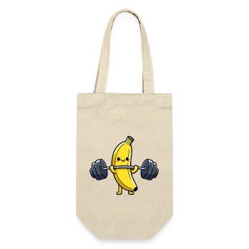 Lustige Banane hebt Gewichte - Geschenkbeutel für Flaschen - Natur - Vorne