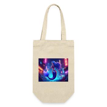 Cyber Mermaid – Neon Ocean Queen - Geschenkbeutel für Flaschen - Natur - Vorne