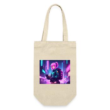 Neon Hacker Girl – Ready to Code & Conquer - Geschenkbeutel für Flaschen - Natur - Vorne