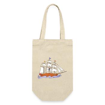 Segelschiff - Geschenkbeutel für Flaschen - Natur - Vorne