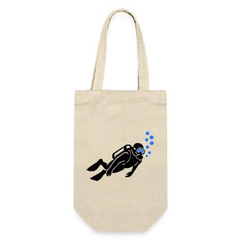 Taucher Silhouette Tauchen - Geschenkbeutel für Flaschen - Natur - Vorne