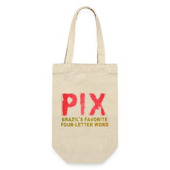 PIX - Brasiliens beliebtestes Wort mit vier Buchstaben - Geschenkbeutel für Flaschen - Natur - Vorne