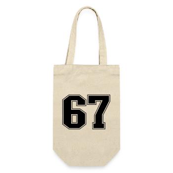 Fun 67 Zahl 6-7 6 7 Sechs Sieben - Geschenkbeutel für Flaschen - Natur - Vorne