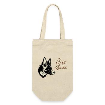 Hundeliebe DogLovers - Geschenkbeutel für Flaschen - Natur - Vorne