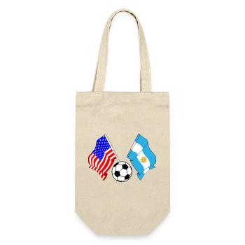 Fußball Argentinien gegen USA - Geschenkbeutel für Flaschen - Natur - Vorne