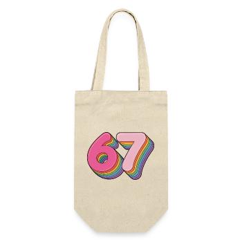 67 - Funny Six Seven T-Shirt - Geschenkbeutel für Flaschen - Natur - Vorne
