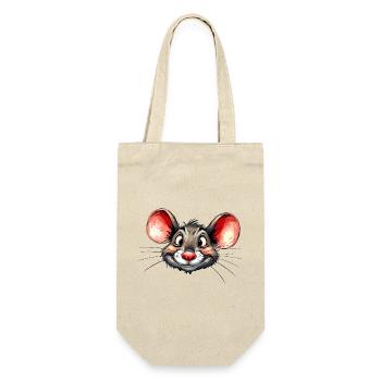 Maus - Geschenkbeutel für Flaschen - Natur - Vorne