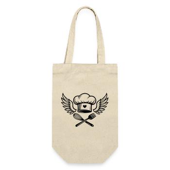 Chapeau de chef avec cœur et ailes - Sac à bouteille - nature - Devant