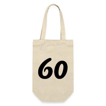 60. 60 JAHRE. 60-JÄHRIGES JUBILÄUM. 60. GEBURTSTAG. - Geschenkbeutel für Flaschen - Natur - Vorne