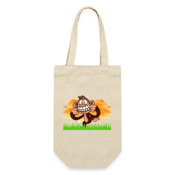 Funny Grinning Monkey Retro Cartoon Jungle Art - Geschenkbeutel für Flaschen - Natur - Vorne