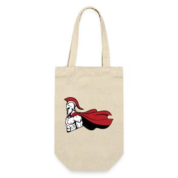 Spartiate_Guerrier_Mascotte_Casque_Cape_Rouge - Geschenkbeutel für Flaschen - Natur - Vorne