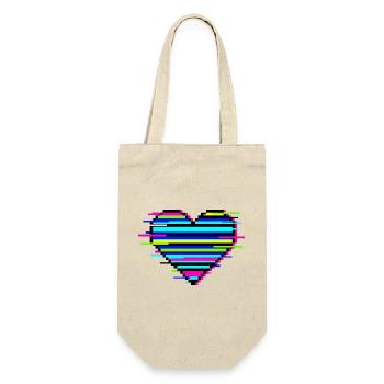 Glitch Herz Geschenk für Gamer & Nerds Retro Love - Geschenkbeutel für Flaschen - Natur - Vorne