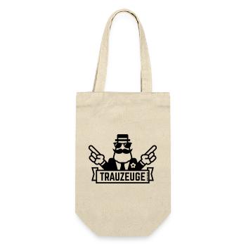 Trauzeuge Handzeichen (Polterabend / JGA / 1C) - Geschenkbeutel für Flaschen - Natur - Vorne