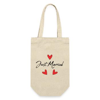 GERADE VERHEIRATET. Junggesellinnenabschied. VALENTINSTAG. PAAR - Geschenkbeutel für Flaschen - Natur - Vorne