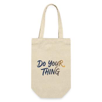 Do Your Thing Schriftzug Brush Lettering - Geschenkbeutel für Flaschen - Natur - Vorne