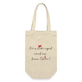 Wo es Liebe regnet, braucht man keinen Schirm - Geschenkbeutel für Flaschen - Natur - Vorne
