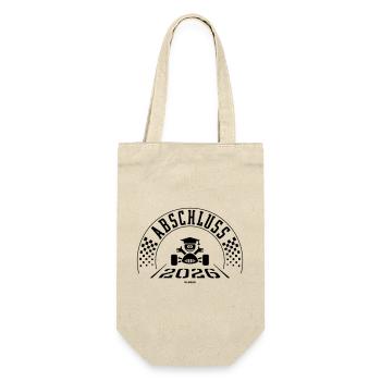 Abschluss 2026 (Schulabschluss / Zieleinfahrt / B) - Geschenkbeutel für Flaschen - Natur - Vorne